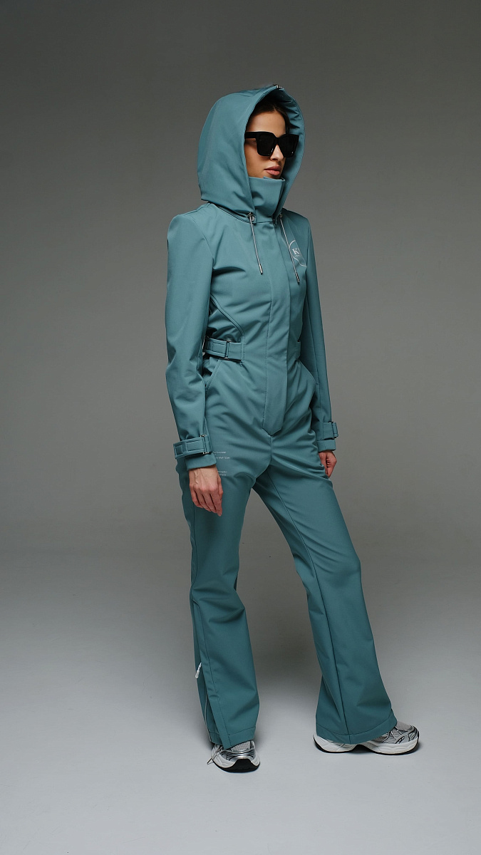 Женский демисезонный комбинезон Бирюзовый  Стрит песочный softshell Manufaktura KMP
