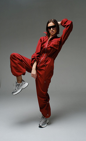 Комбинезон женский демисезонный мембранный Urban Кирпич трехслойный ветрозащитный Manufaktura KMP — вид спереди