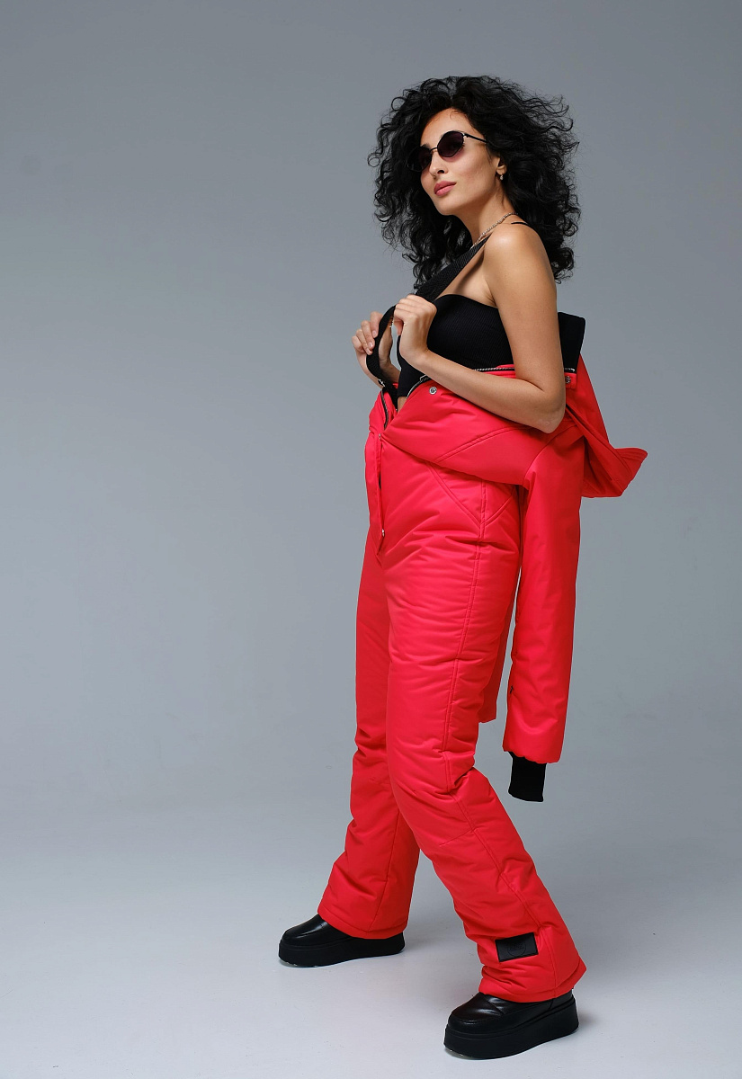 Зимний комбинезон женский "Ракета" модель casual, цвет красный 