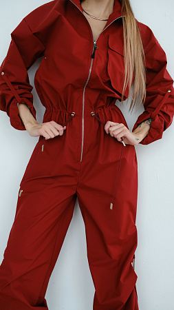 Комбинезон женский демисезонный мембранный Urban Кирпич трехслойный ветрозащитный Manufaktura KMP — вид спереди