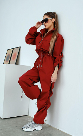 Комбинезон женский демисезонный мембранный Urban Кирпич трехслойный ветрозащитный Manufaktura KMP — вид спереди