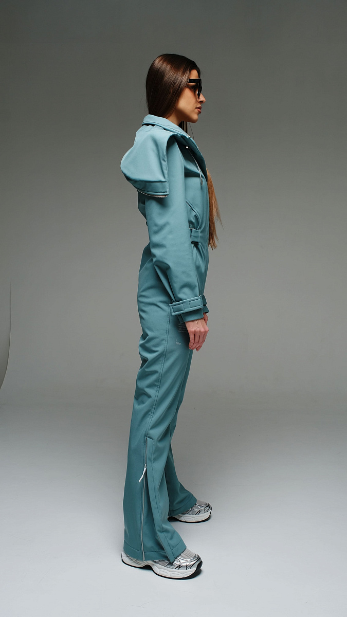Женский демисезонный комбинезон Бирюзовый  Стрит песочный softshell Manufaktura KMP