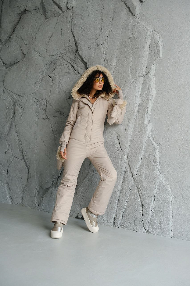 Зимний комбинезон Царица beige модель классика цвет крем