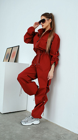 Комбинезон женский демисезонный мембранный Urban Кирпич трехслойный ветрозащитный Manufaktura KMP — вид спереди