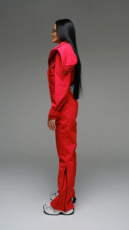 Женский комбинезон Бургундия Стрит красный softshell Manufaktura KMP — вид спереди